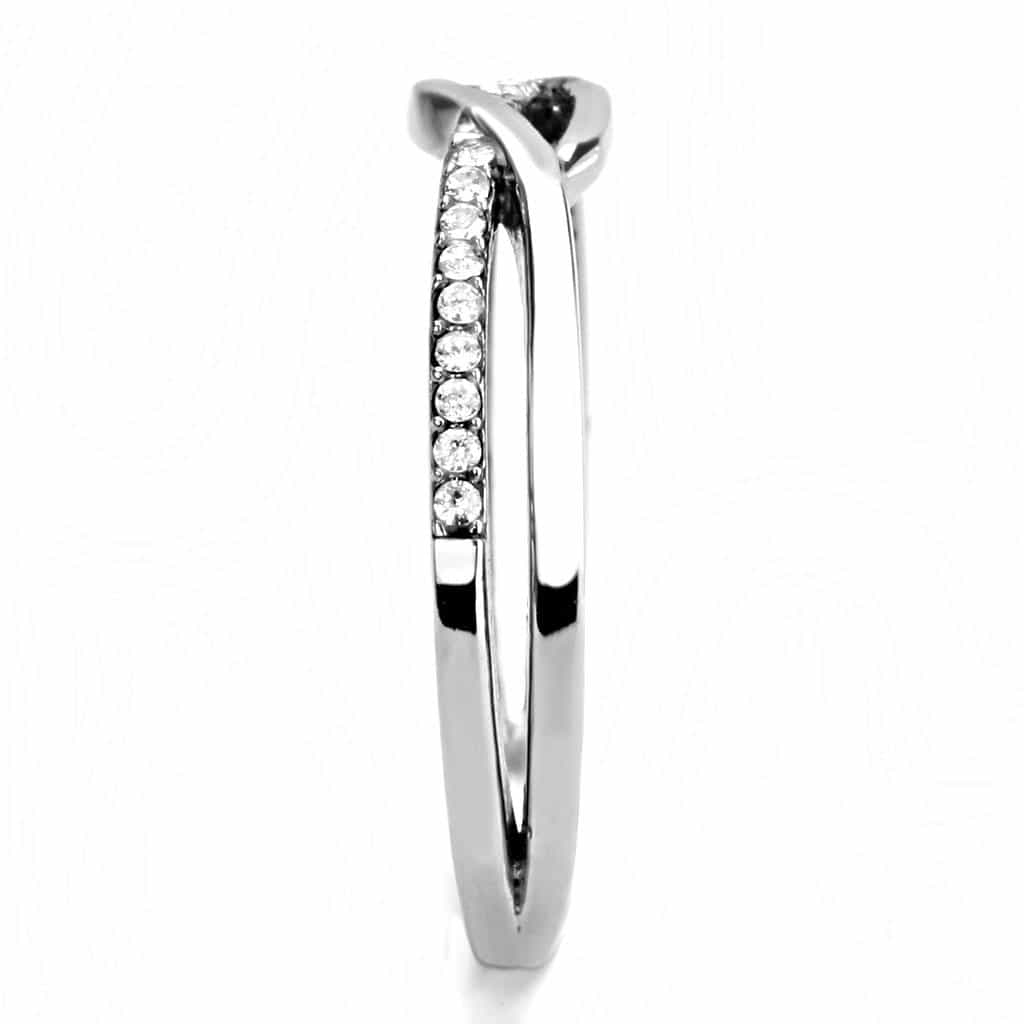 Stainless Steel CZ Pave Twisted Infinity Wave Band Ring view 8