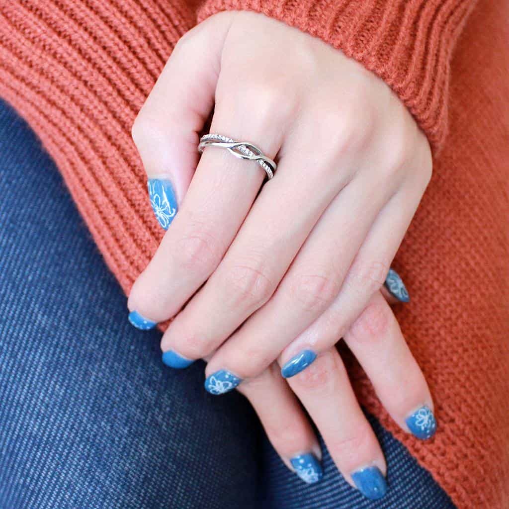 Stainless Steel CZ Pave Twisted Infinity Wave Band Ring view 10
