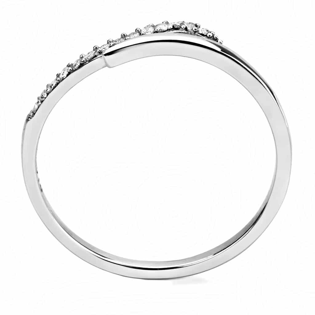 Stainless Steel CZ Pave Slim Curved Contour Band Ring view 6