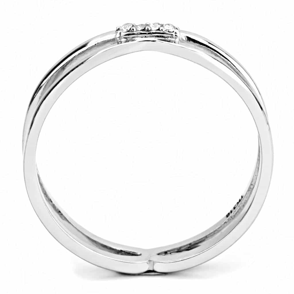 Stainless Steel CZ Pave Double Loop Crossover Band Ring view 6