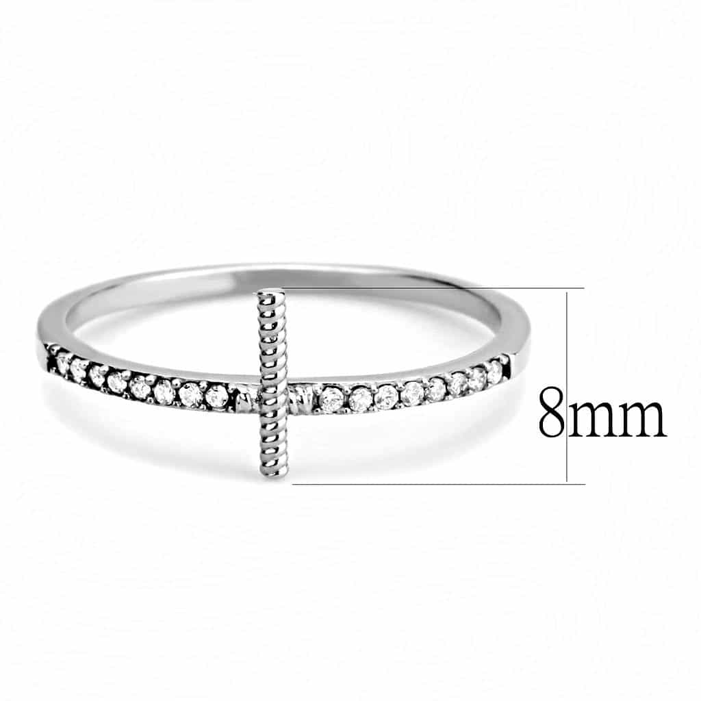 Stainless Steel CZ Pave Sideways Cross Ring view 4