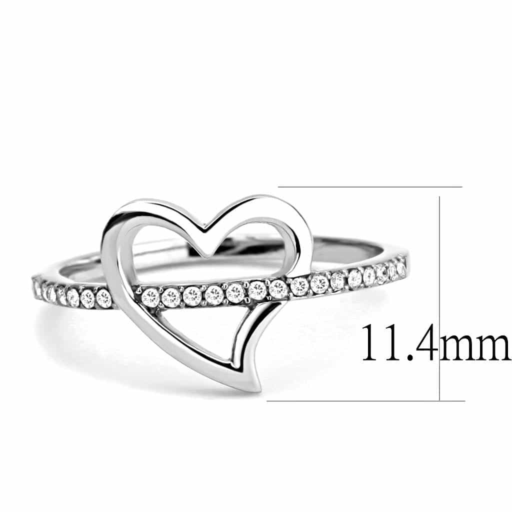 Stainless Steel CZ Pave Open Heart Ring view 4