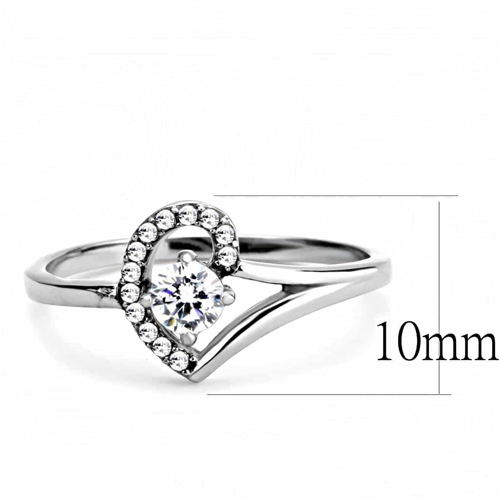Stainless Steel CZ Round Pave Halo V Split Solitaire Ring view 4