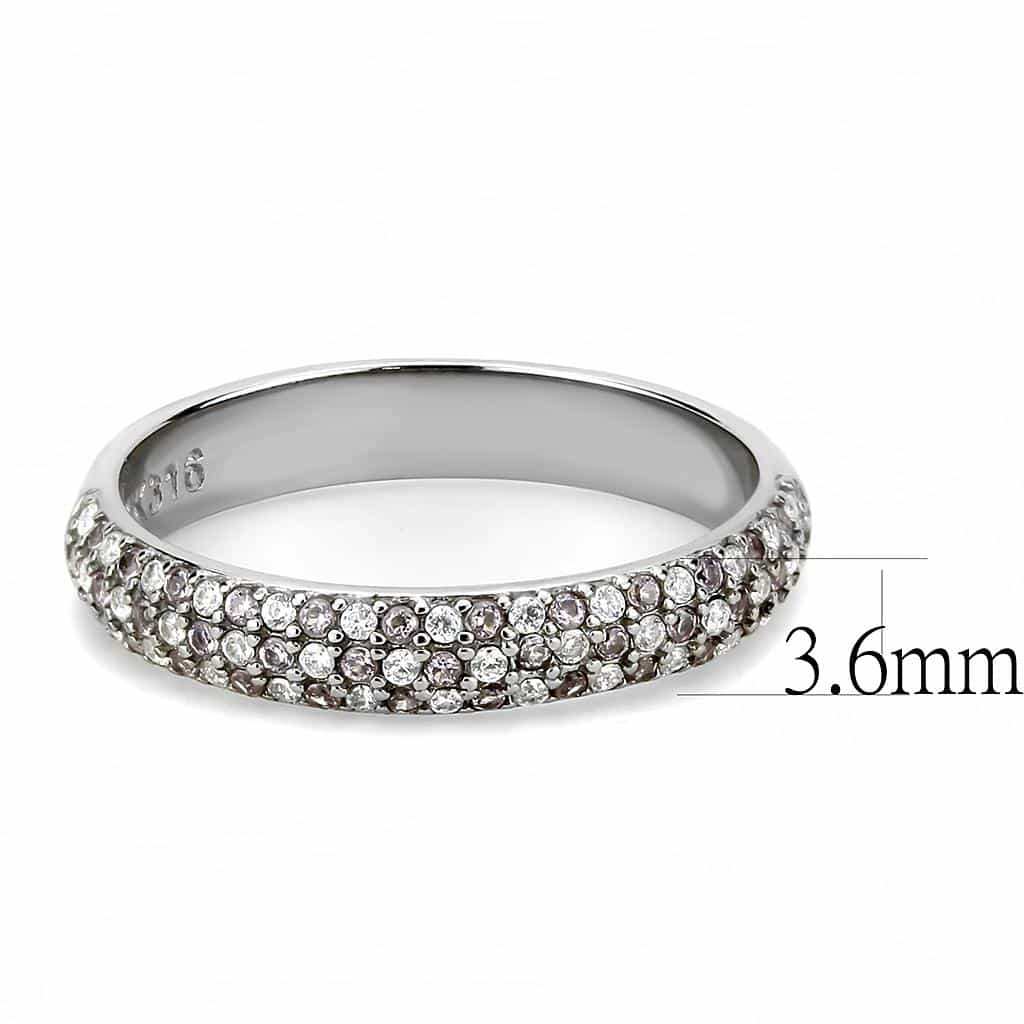 Stainless Steel Multi Color CZ Pave Dome Band Ring view 4