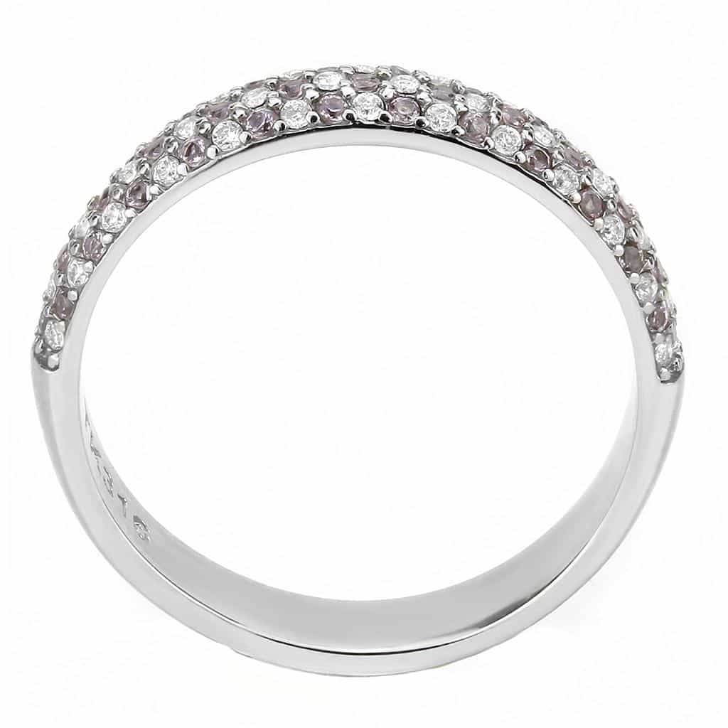Stainless Steel Multi Color CZ Pave Dome Band Ring view 6