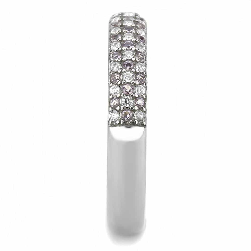Stainless Steel Multi Color CZ Pave Dome Band Ring view 8