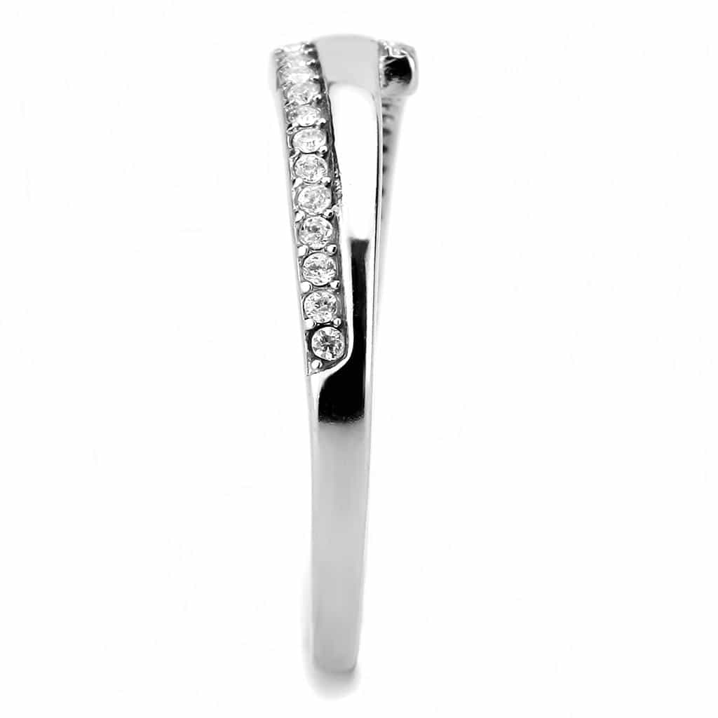 Stainless Steel CZ Pave Channel Half Eternity Band Ring view 8