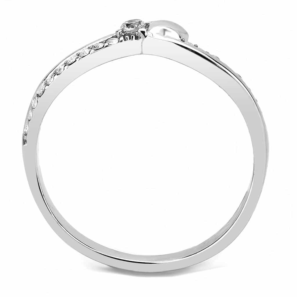Stainless Steel CZ Pave Star Accent Slim Split Band Ring view 6