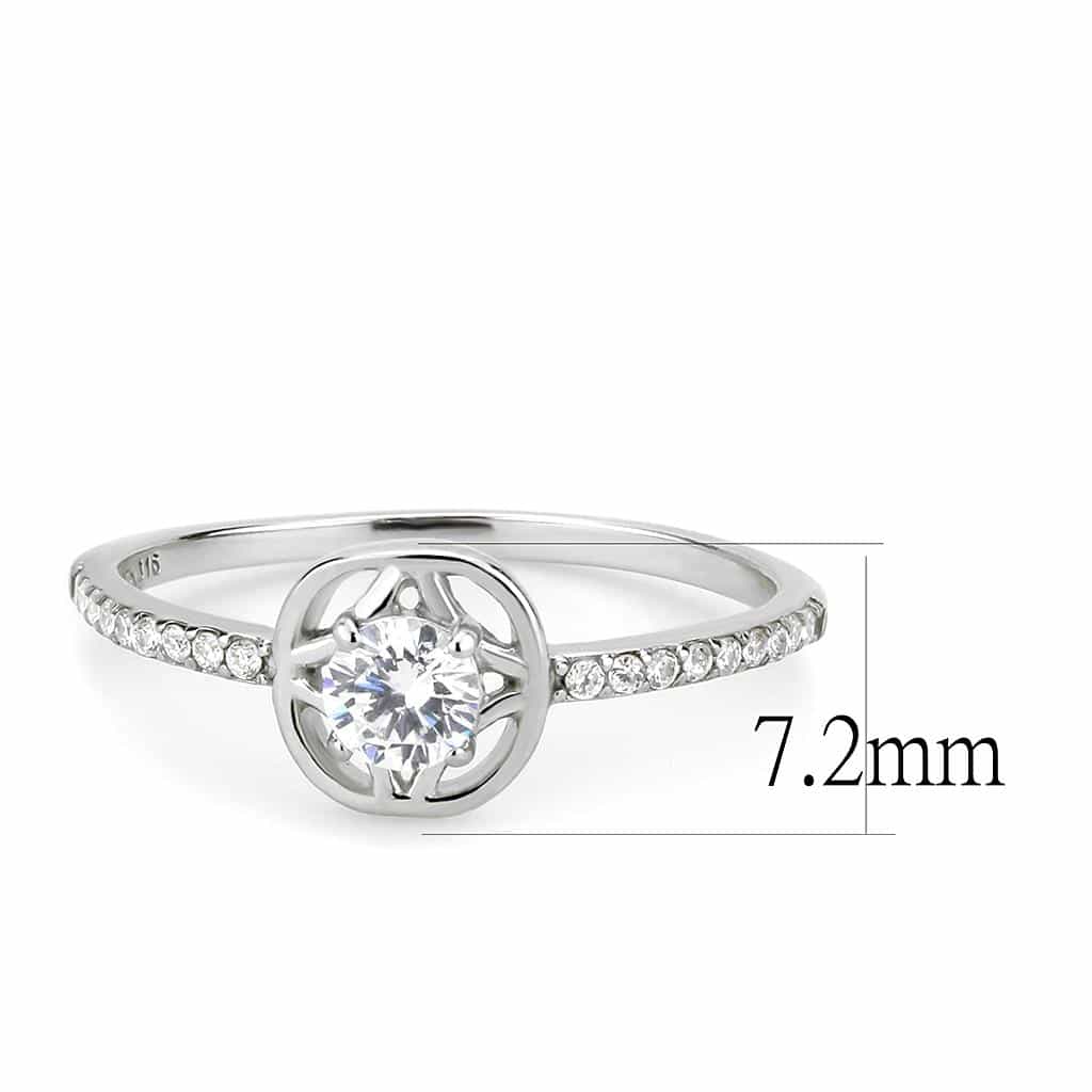 Stainless Steel CZ Round Pave Circle Bezel Halo Solitaire Ring view 4