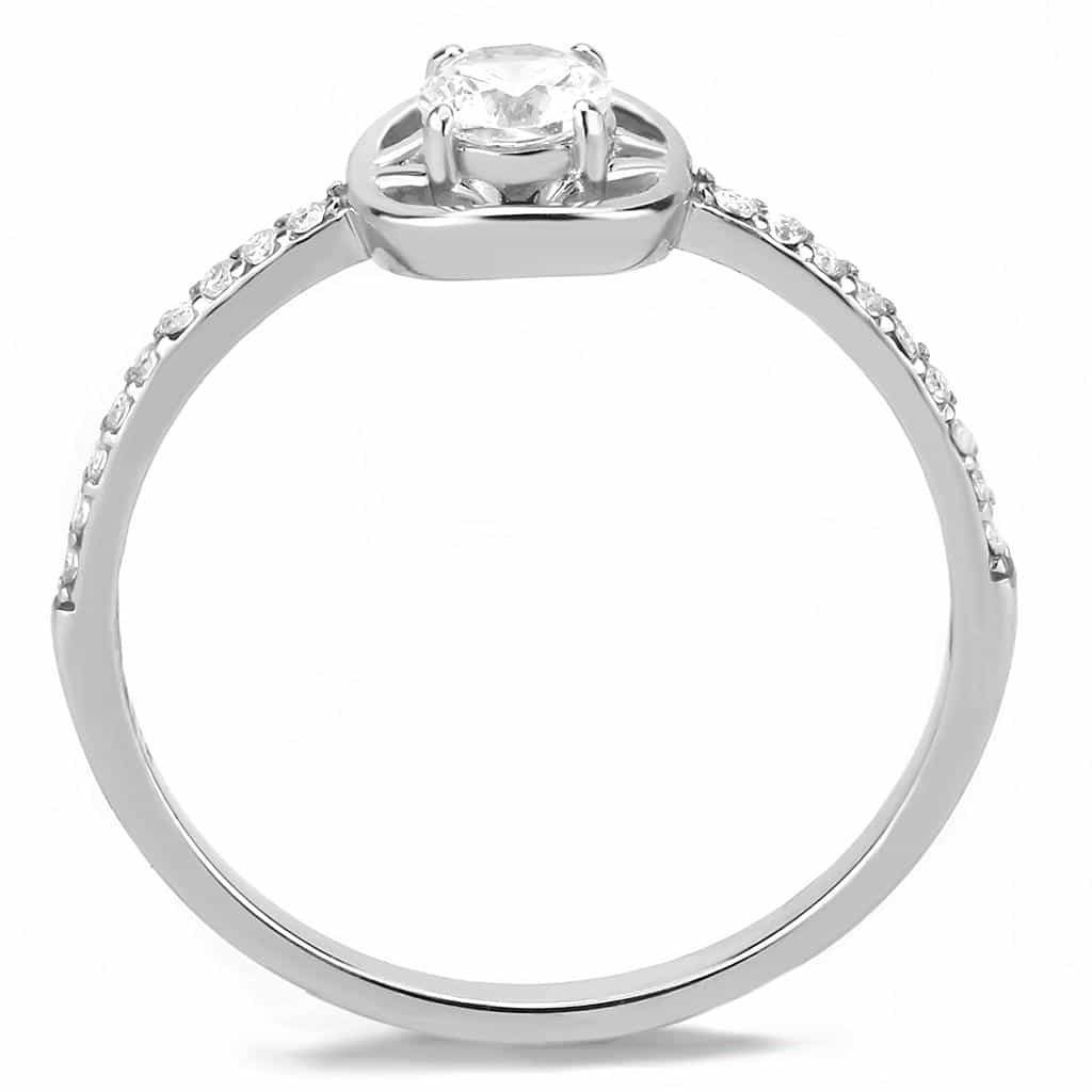 Stainless Steel CZ Round Pave Circle Bezel Halo Solitaire Ring view 6