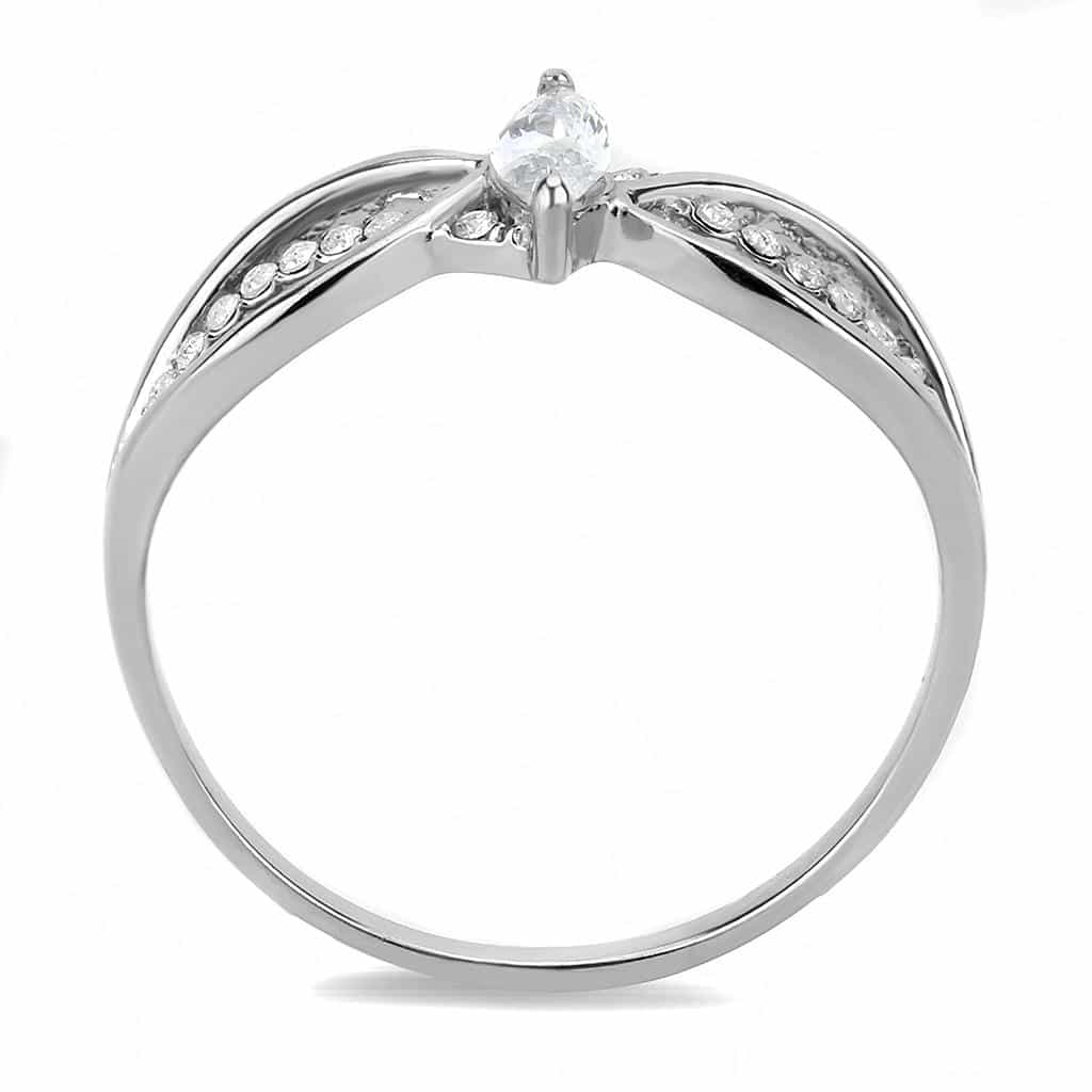 Stainless Steel CZ Marquise Pave Infinity Bypass Solitaire Ring view 6