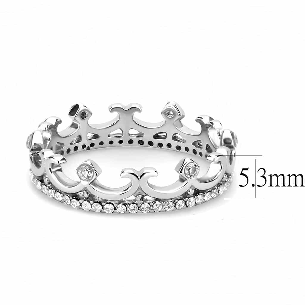 Stainless Steel Filigree Scroll Crown Eternity Band Ring view 4