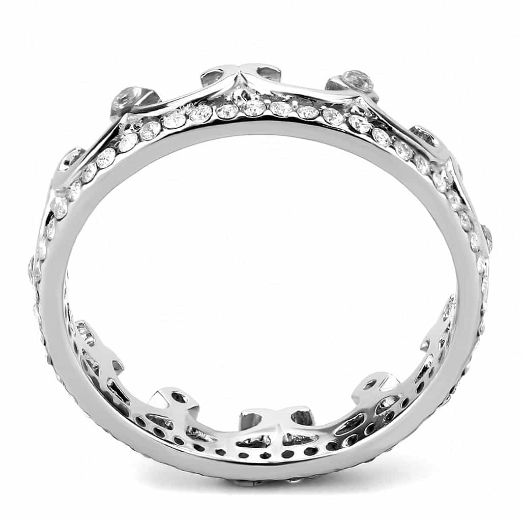 Stainless Steel Filigree Scroll Crown Eternity Band Ring view 6