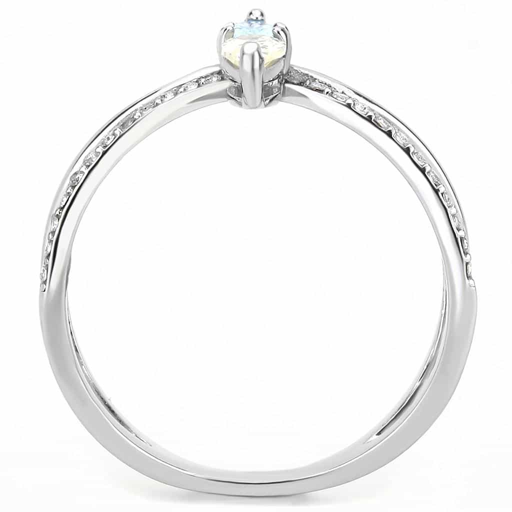 Stainless Steel Multi Color CZ Triple Pear Open Bypass Ring view 6