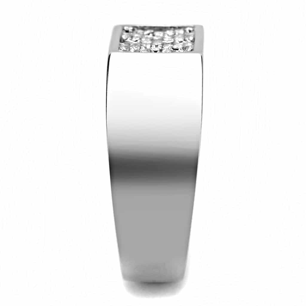 Stainless Steel CZ Pave Arrow X Chevron Men Signet Ring view 8