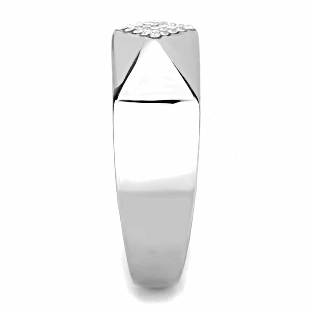 Stainless Steel CZ Pave Cushion Rectangle Men Signet Ring view 8