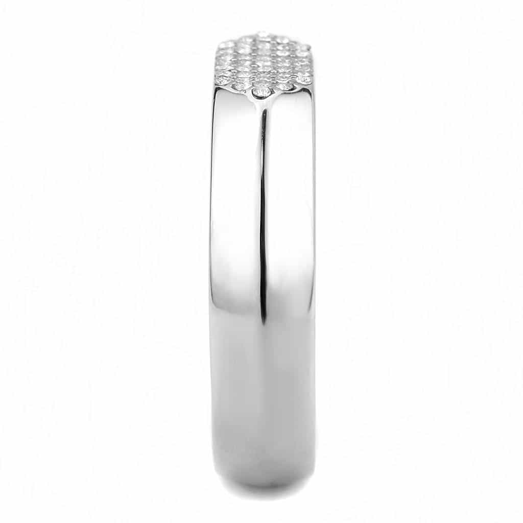 Stainless Steel CZ Pave Rounded Rectangle Men Signet Ring view 8