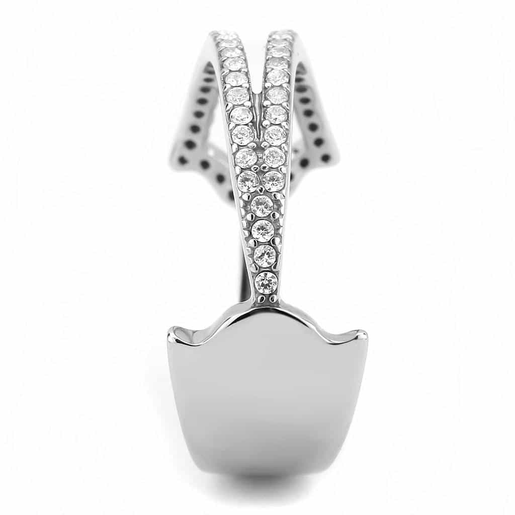 Stainless Steel CZ Pave Double Row Wide Band Ring view 8