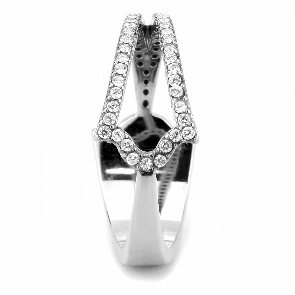 Stainless Steel CZ Pave Double Row Wide Band Ring view 10