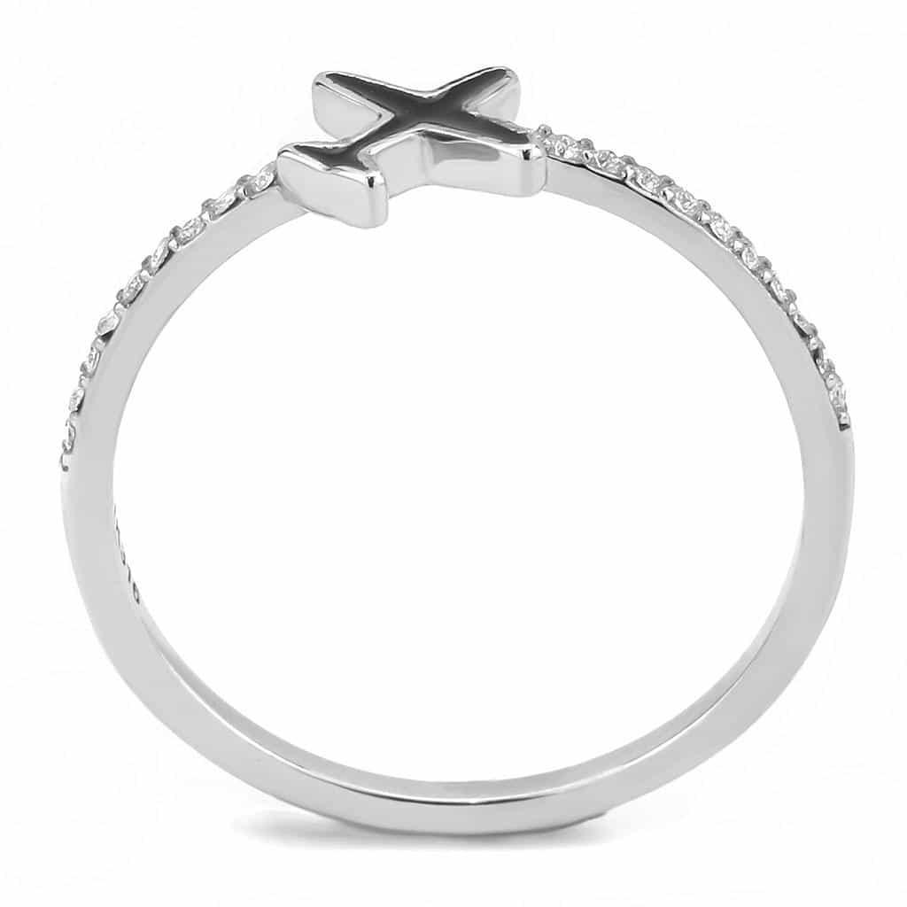 Stainless Steel Black Enamel Airplane CZ Pave Open Band Ring view 6