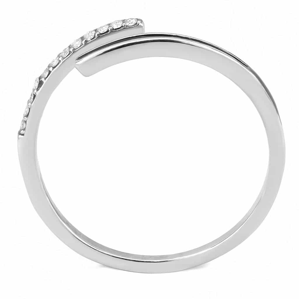 Stainless Steel CZ Pave Slim Open Stackable Band Ring view 6
