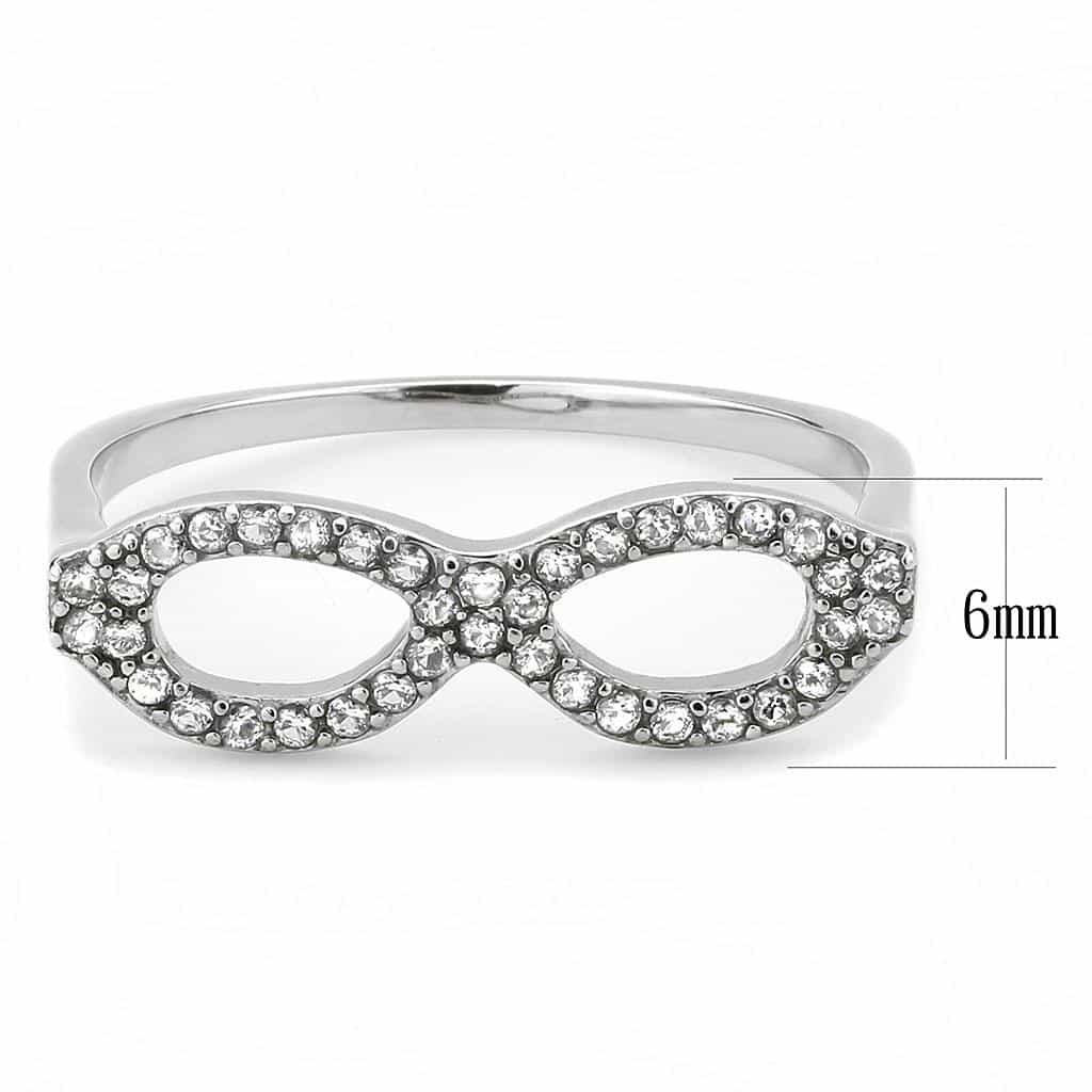 Stainless Steel CZ Pave Infinity Figure Eight Band Ring view 4