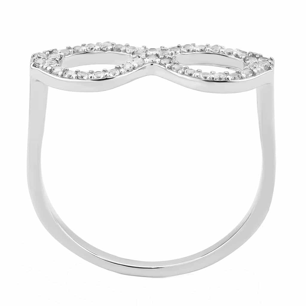 Stainless Steel CZ Pave Infinity Figure Eight Band Ring view 6