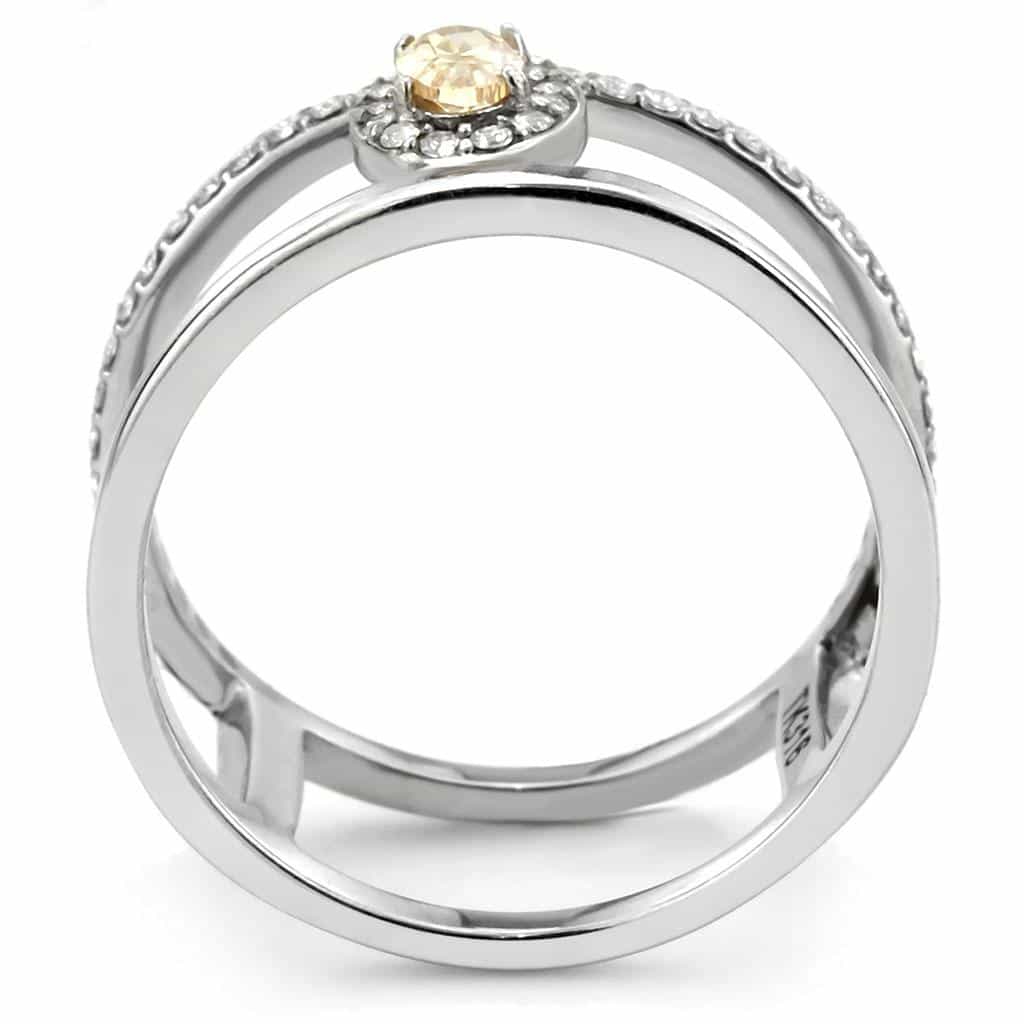 Stainless Steel Champagne CZ Oval Pave Halo Infinity Pendant view 6