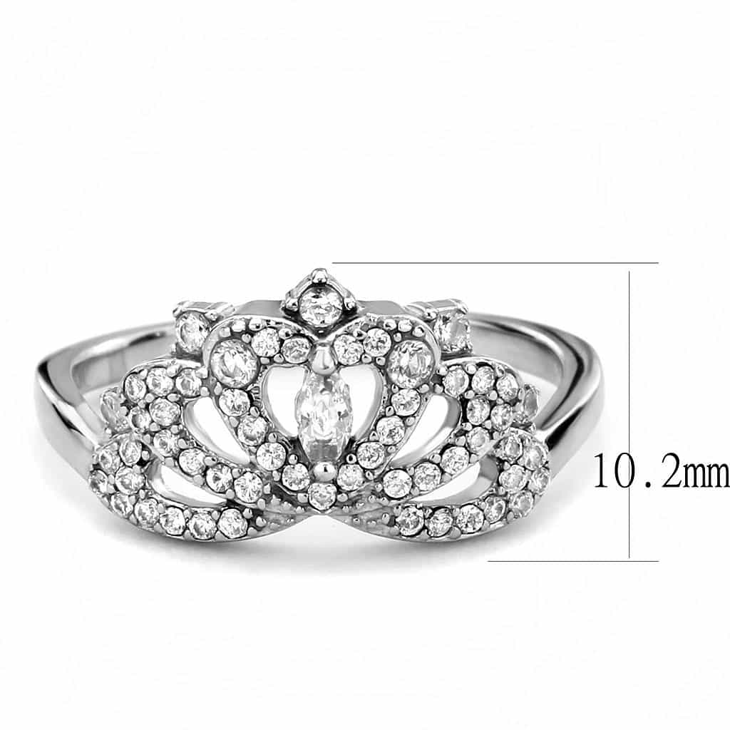 Stainless Steel CZ Marquise Pave Crown Tiara Halo Cocktail Ring view 4