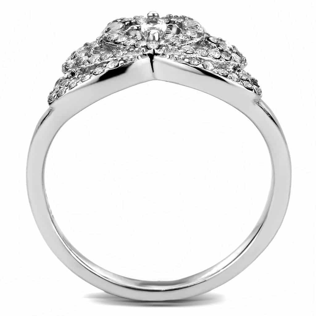 Stainless Steel CZ Marquise Pave Crown Tiara Halo Cocktail Ring view 6