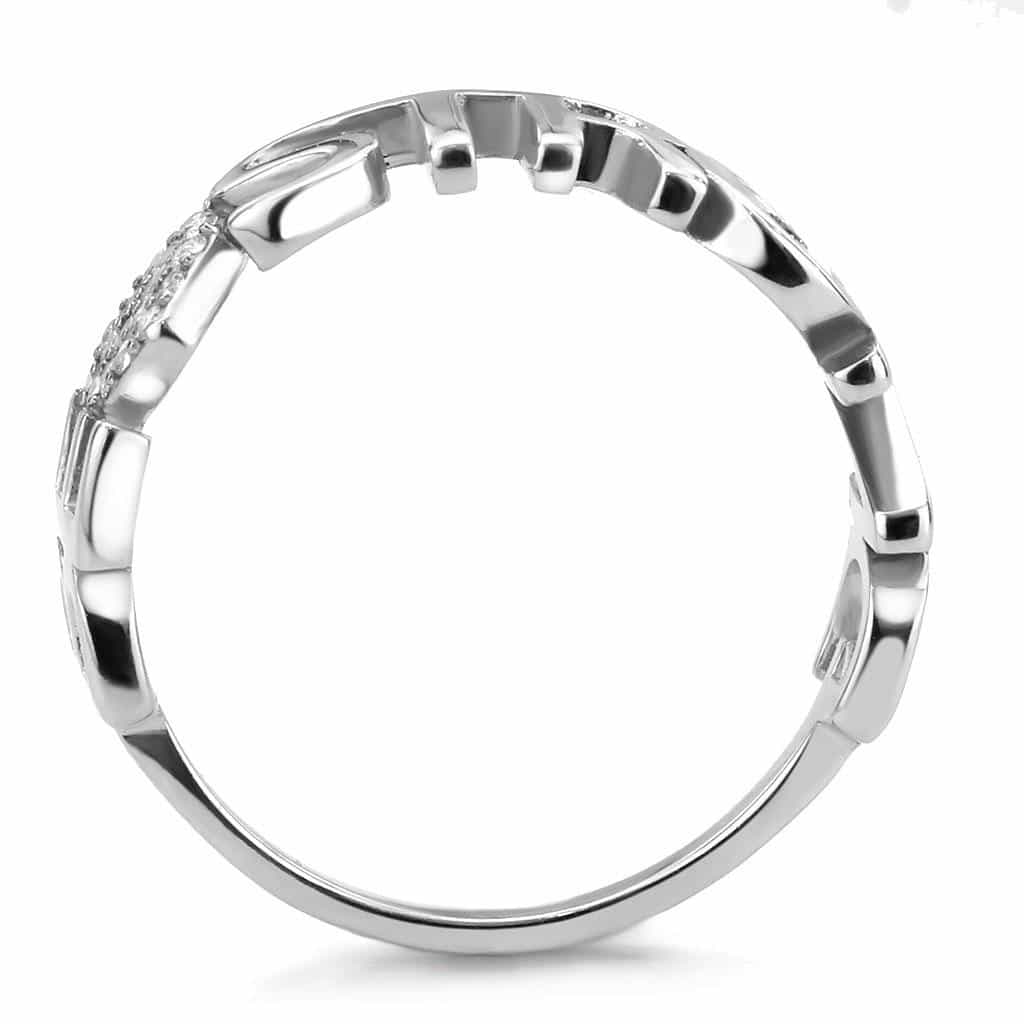 Stainless Steel STRONG Text Letter CZ Heart Band Ring view 6
