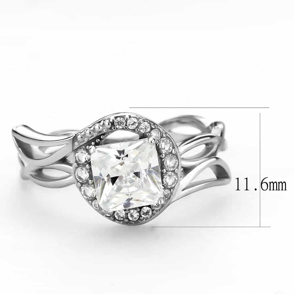 Stainless Steel CZ Cushion Pave Halo Infinity Twist Ring view 4
