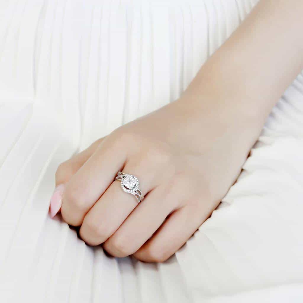 Stainless Steel CZ Cushion Pave Halo Infinity Twist Ring view 10