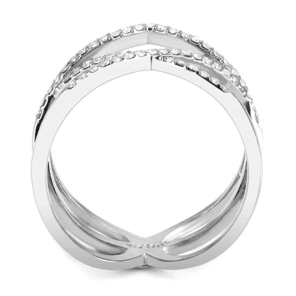 Stainless Steel CZ Pave Open Butterfly Double Band Ring view 6