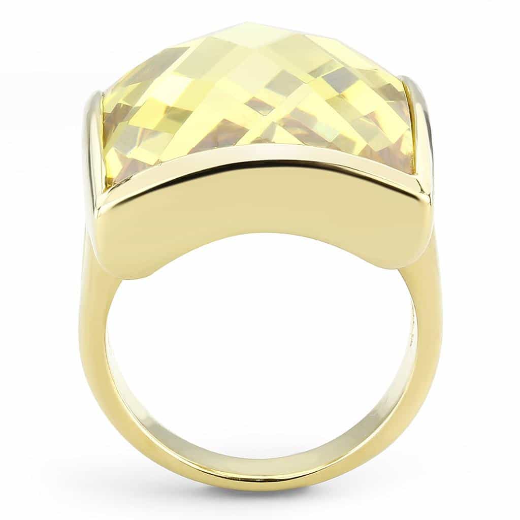 Brass Gold Yellow Citrine Faceted Cushion Cocktail Ring view 6