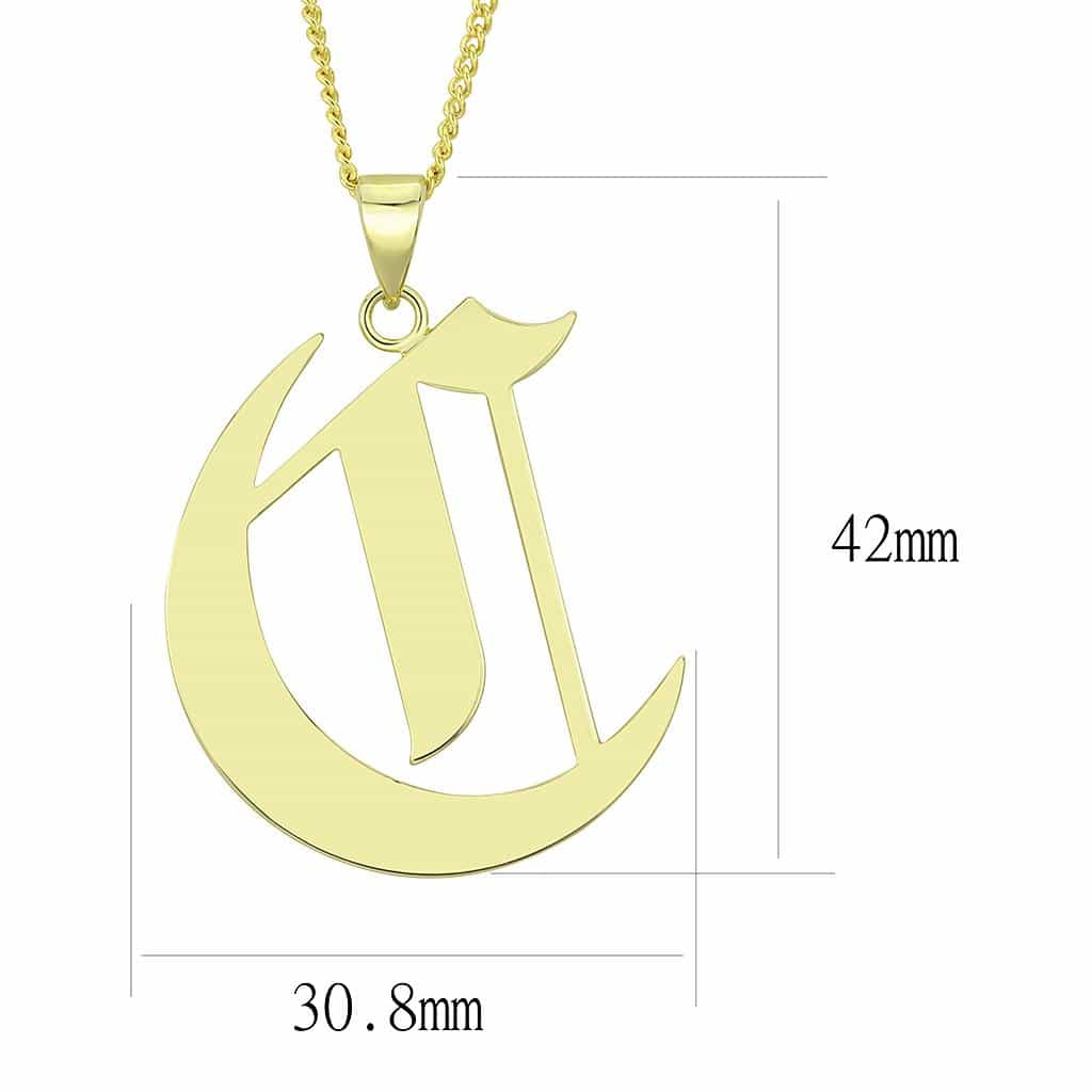 Brass Gold Gothic Letter C Initial Pendant Necklace view 4