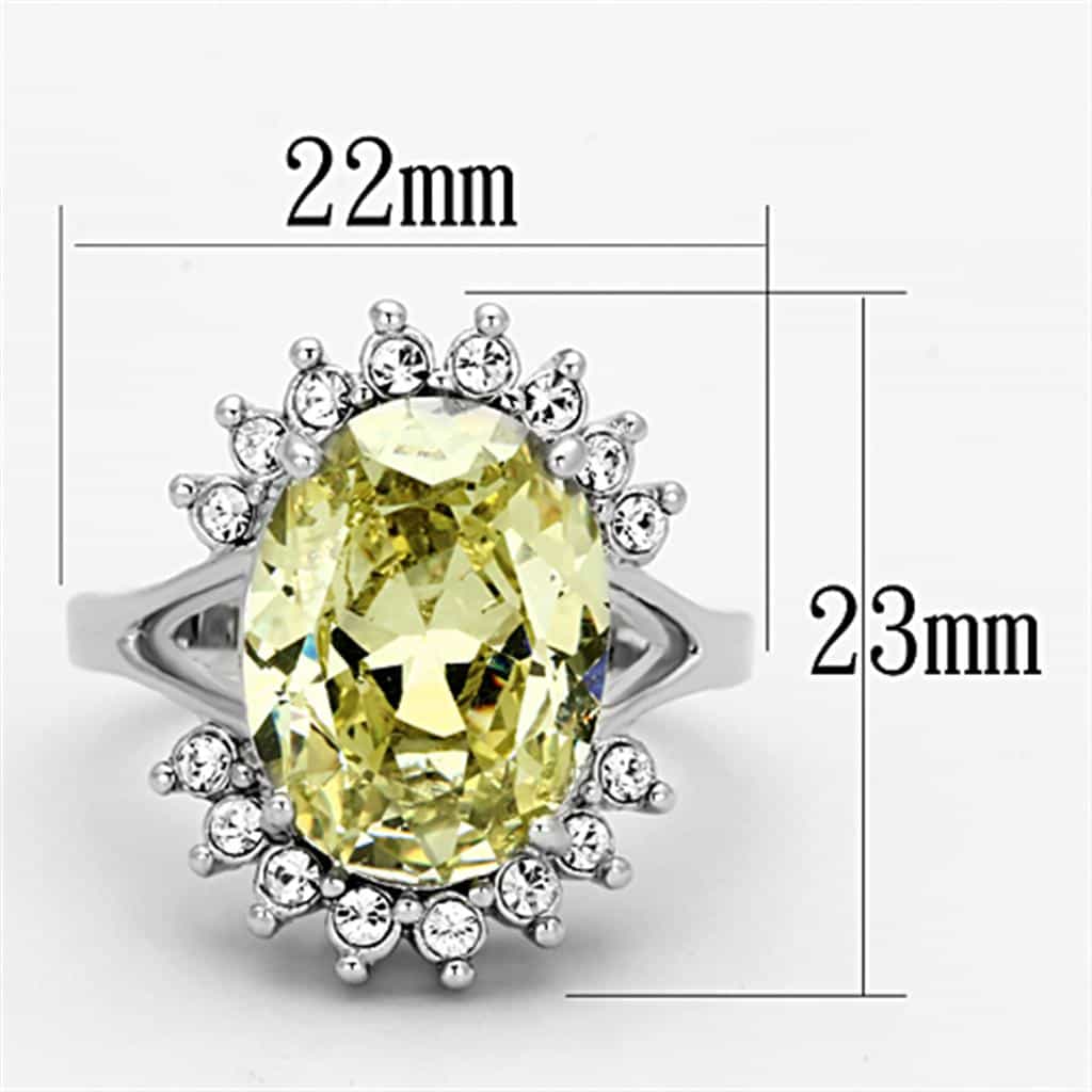 Brass Silver Lime Yellow CZ Oval Halo Cocktail Ring view 4