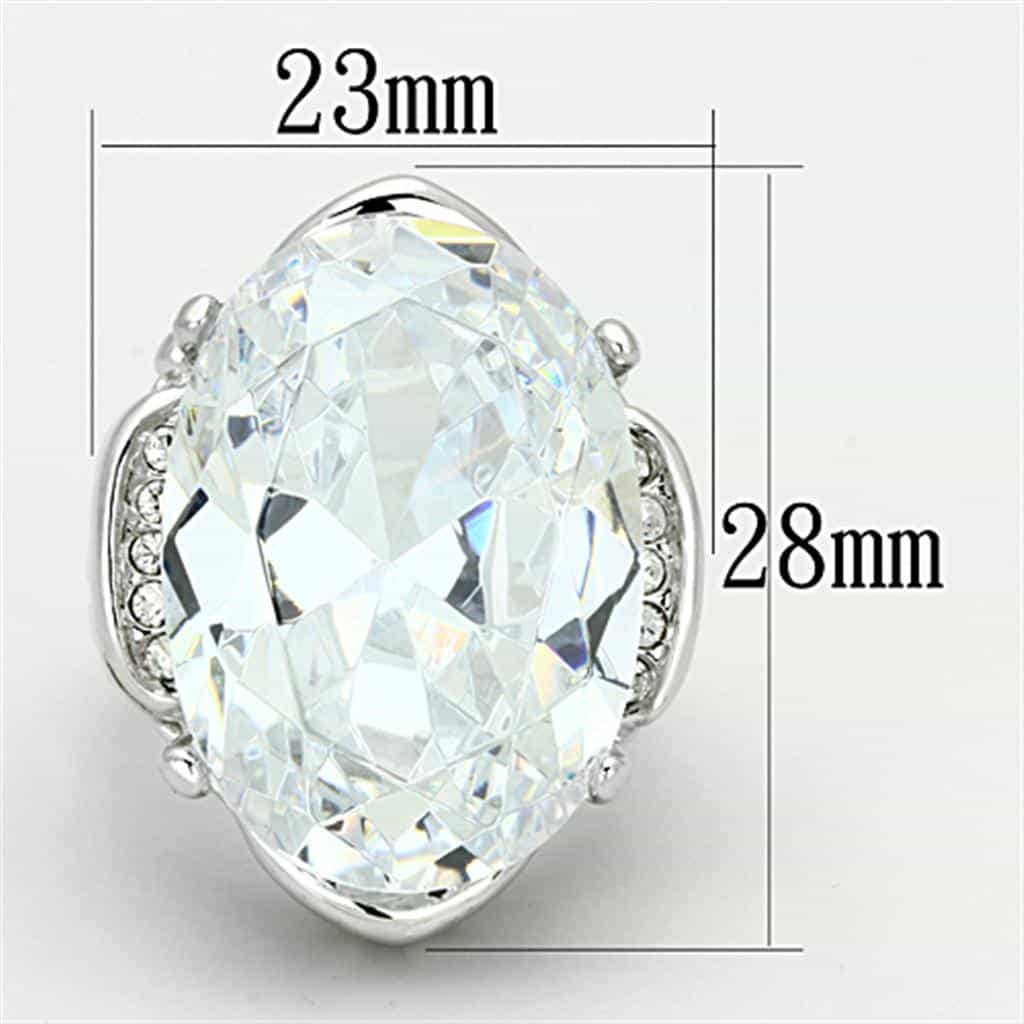 Brass Silver Clear CZ Oval Branch Setting Cocktail Ring view 4