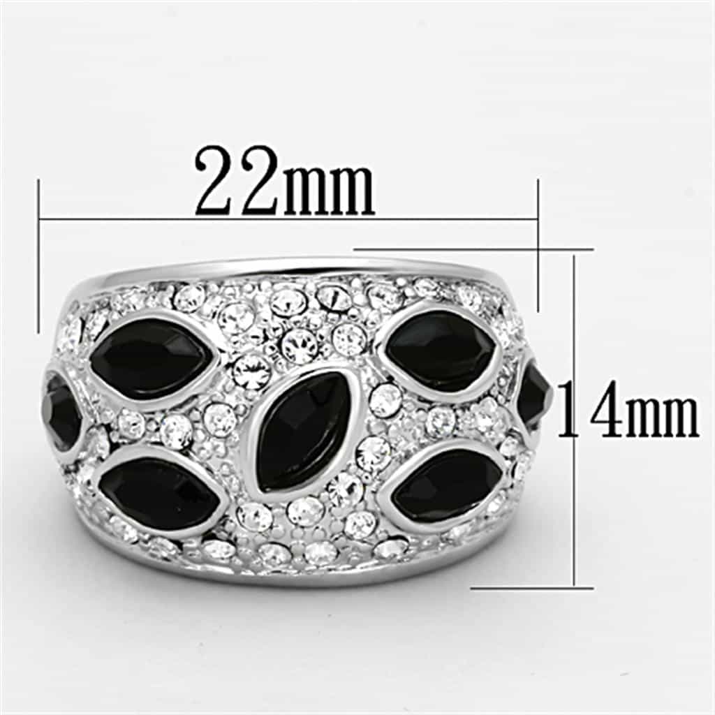 Brass Silver Black Onyx Oval CZ Pave Dome Cocktail Ring view 4