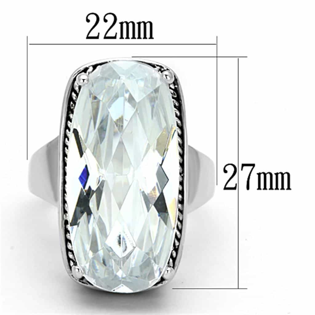Brass Silver Clear CZ Oval Rope Bezel East West Cocktail Ring view 4