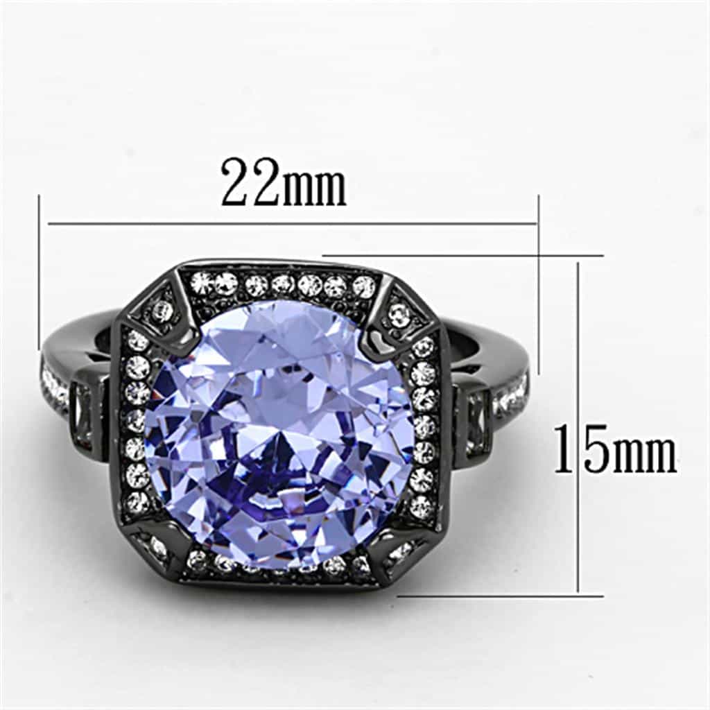 Brass Black IP Tanzanite Purple CZ Octagon Halo Cocktail Ring view 4