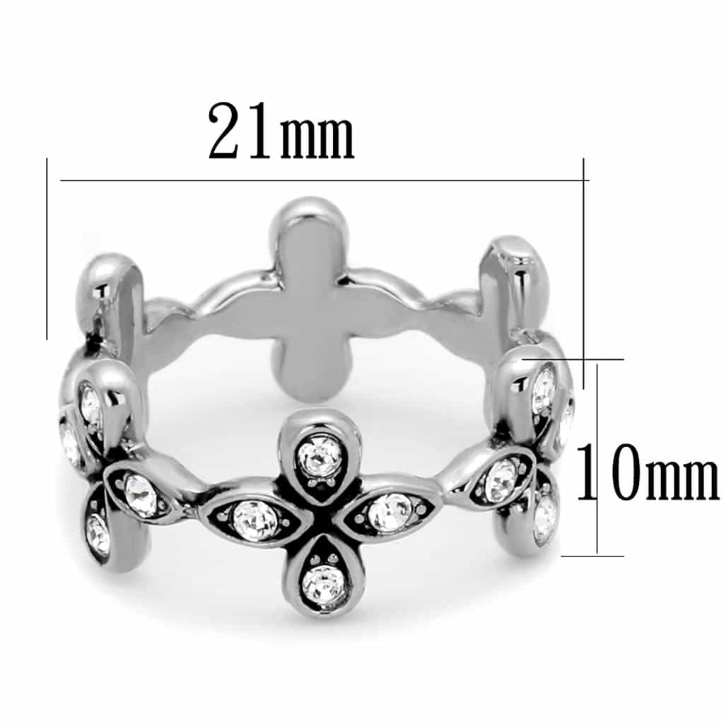 Brass Silver CZ Flower Clover Cluster Cocktail Ring view 4