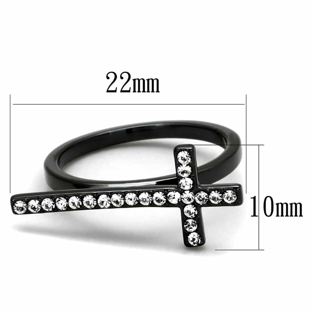 Brass Black CZ Pave Sideways Cross Cocktail Ring view 4