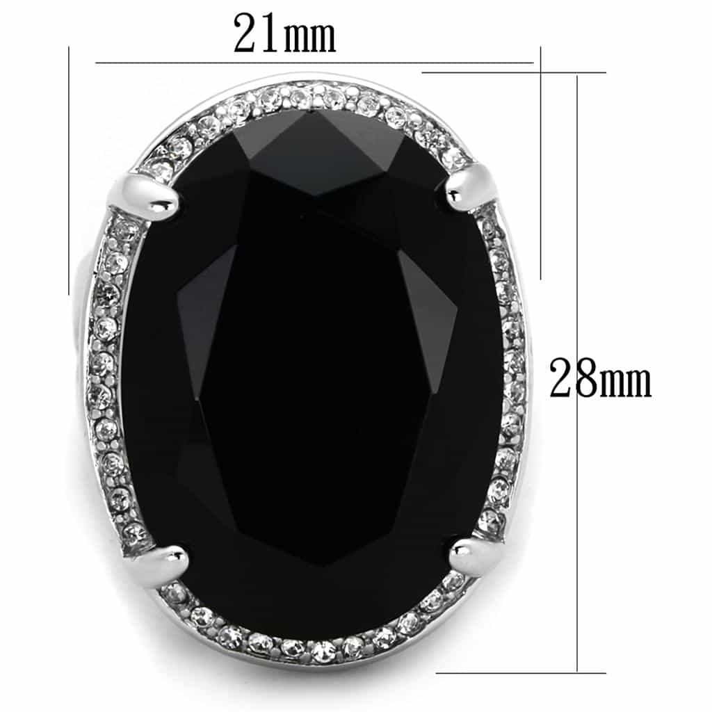 Brass Silver Black Oval CZ Halo Cocktail Ring view 4