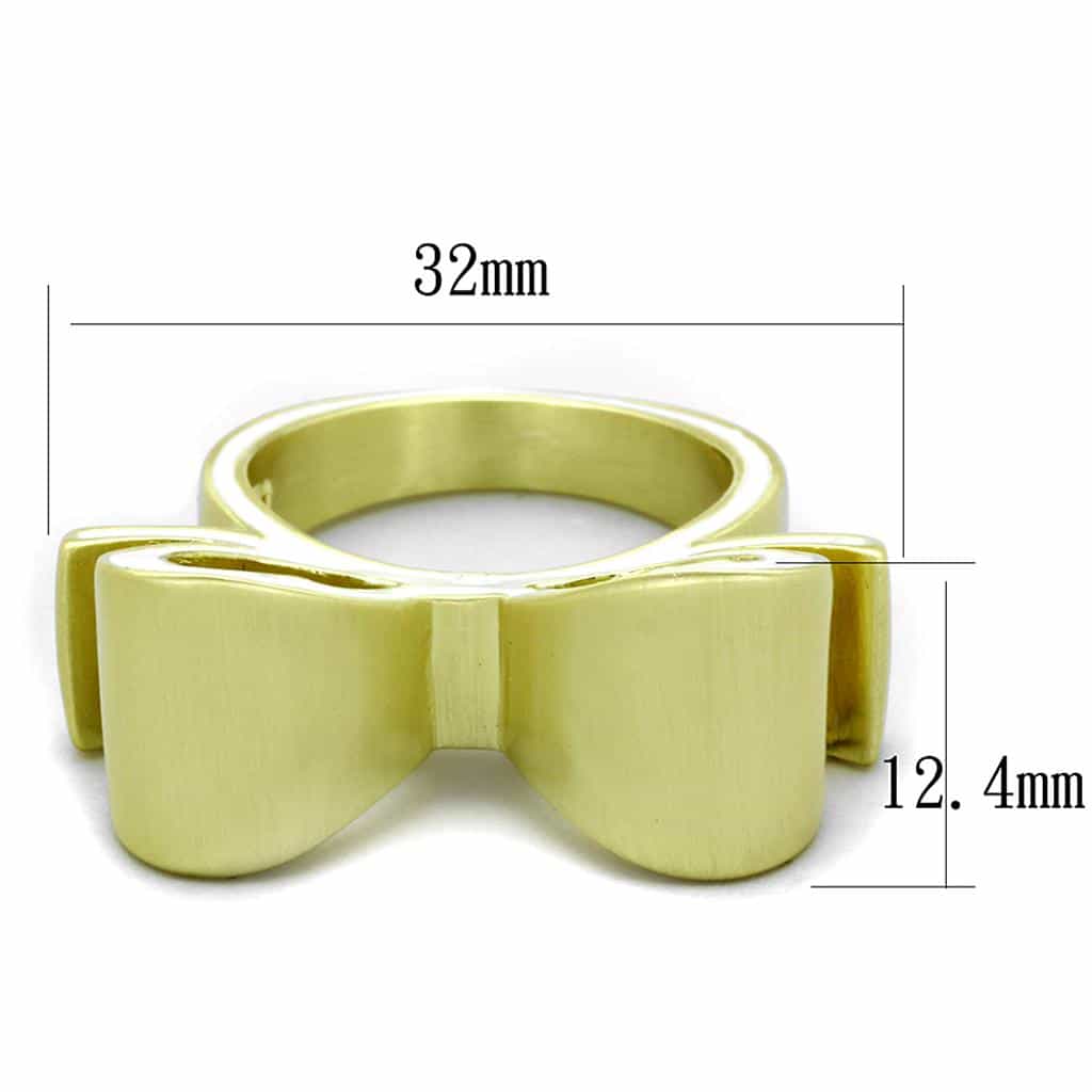 Brass Gold White Enamel Bow Ribbon Cocktail Ring view 4