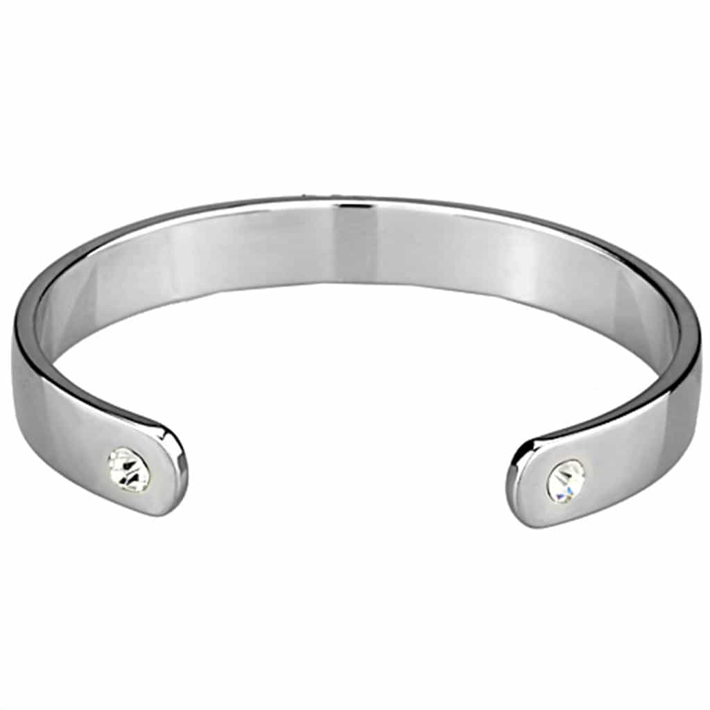 Silver Gold CZ Initial Letter H Cuff Bangle Bracelet view 4