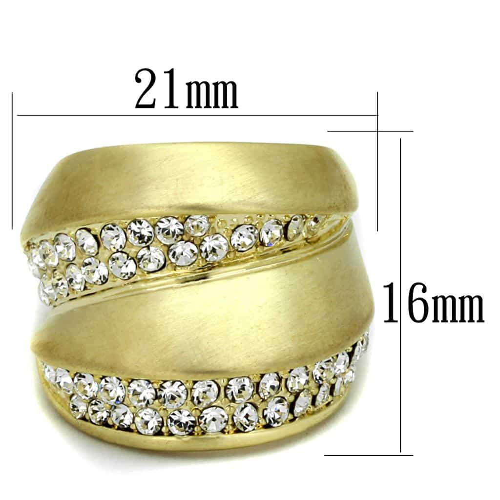 Brass Gold Brushed Satin CZ Edge Wide Dome Cocktail Ring view 4