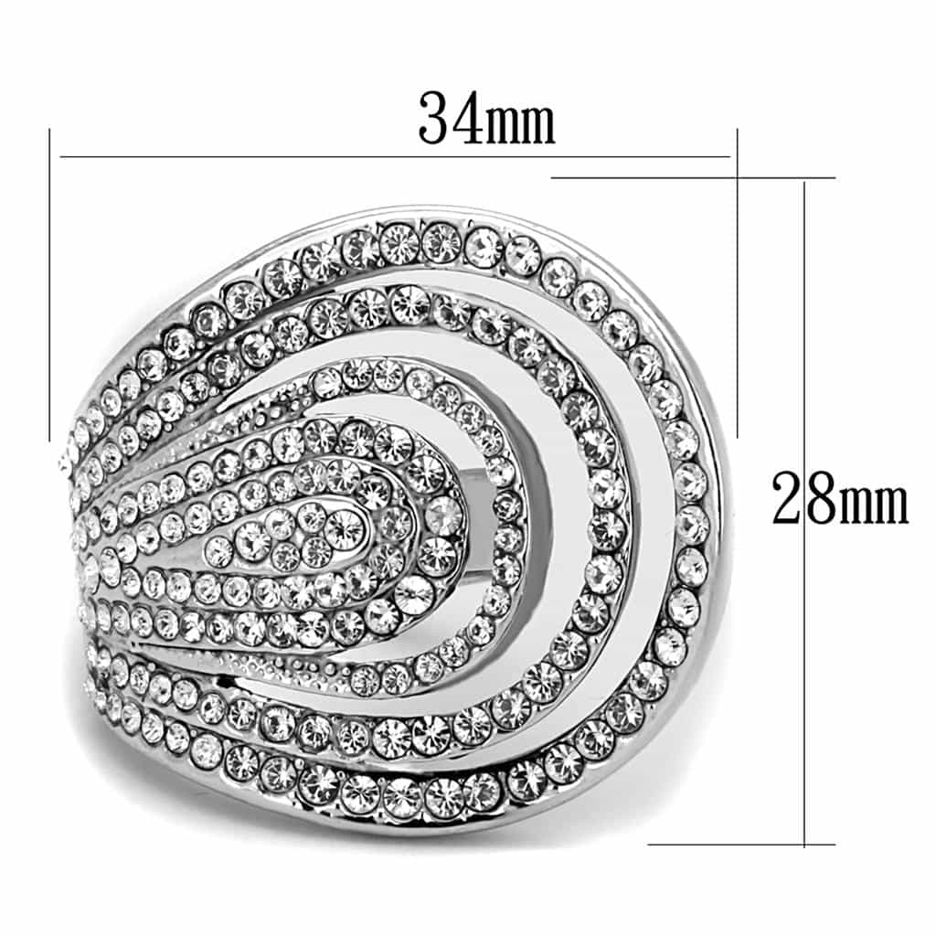 Brass Silver CZ Pave Teardrop Swirl Cocktail Ring view 4