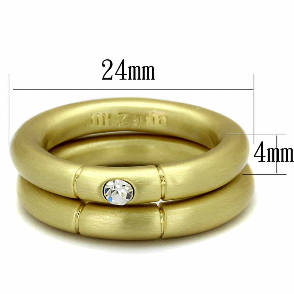 Brass Gold Brushed Satin CZ Bezel Interlocking Band Ring view 4
