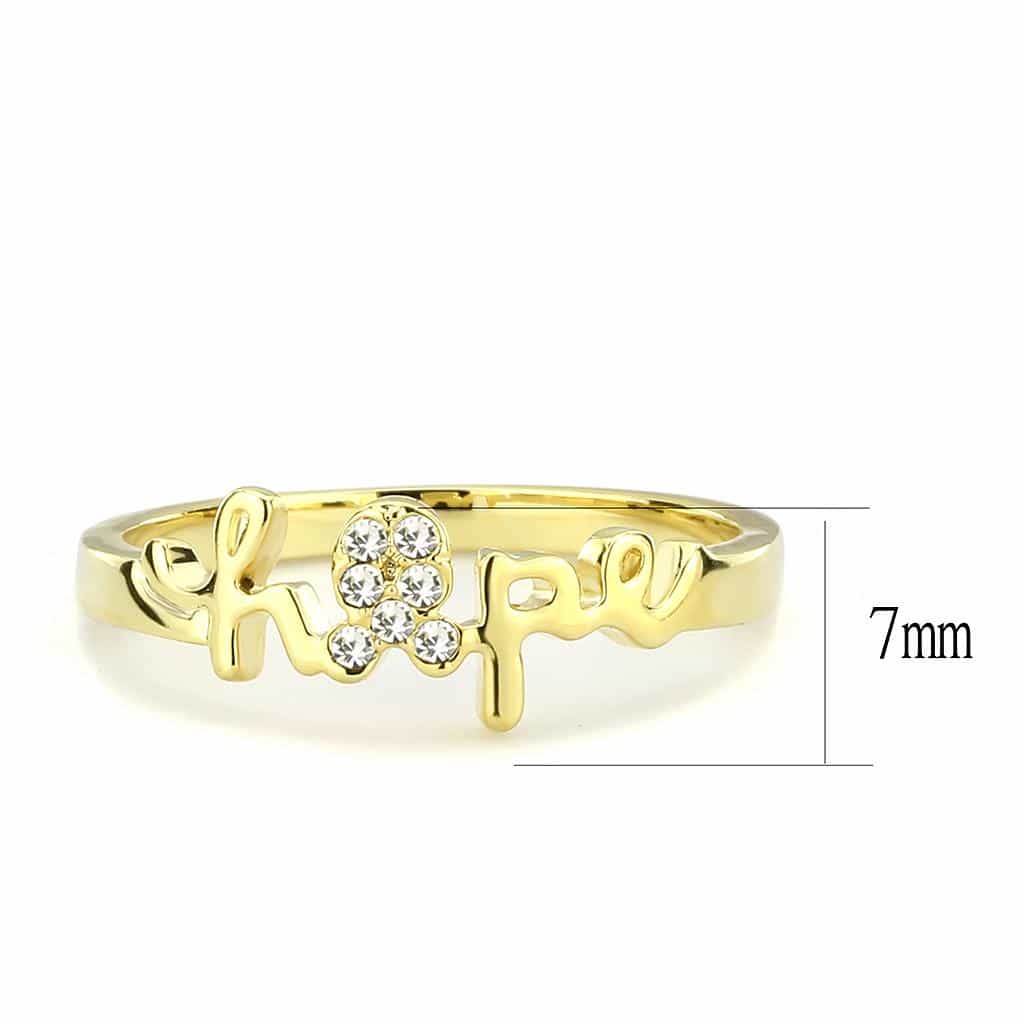 Brass Gold CZ Script Hope Word Ring view 4